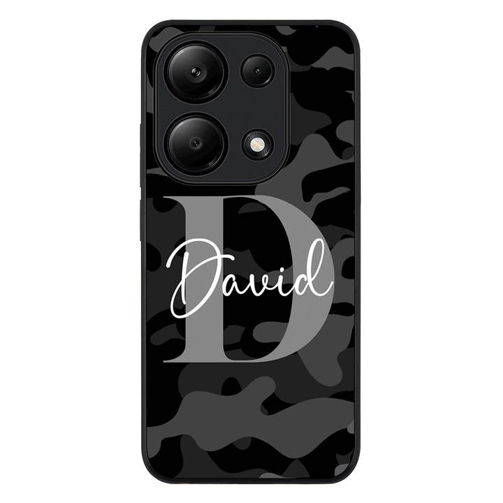 Redmi Note 13 Pro 4G / Rugged Black Personalized Name Camouflage Military Camo Phone Case - Redmi - Stylizedd.com