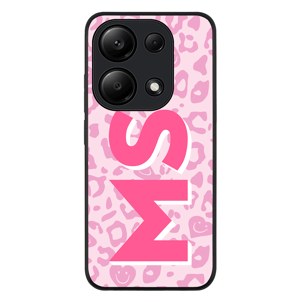Redmi Note 13 Pro 4G / Rugged Black Custom Monogram Initial 3D Shadow Text Seamless Pattern, Phone Case - Redmi - Stylizedd.com