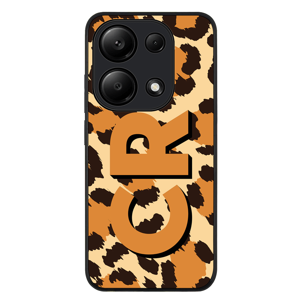 Redmi Note 13 Pro 4G / Rugged Black Custom Monogram 3D Shadow Text Animal Skin Pattern, Phone Case - Redmi - Stylizedd.com