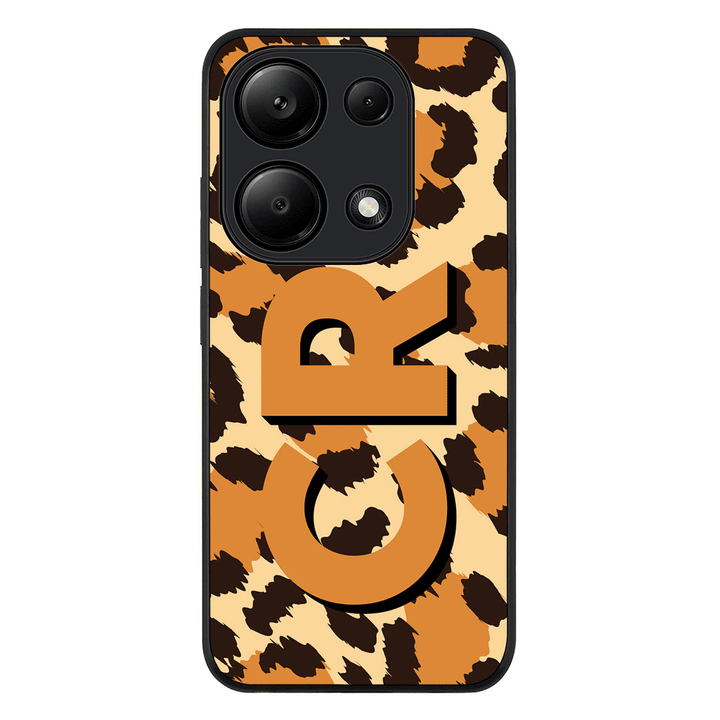 Redmi Note 13 Pro 4G / Rugged Black Custom Monogram 3D Shadow Text Animal Skin Pattern, Phone Case - Redmi - Stylizedd.com