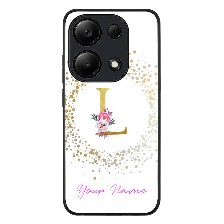 Floral Initial Phone Case - Poco - M6 Pro 4G / Rugged Black - Stylizedd