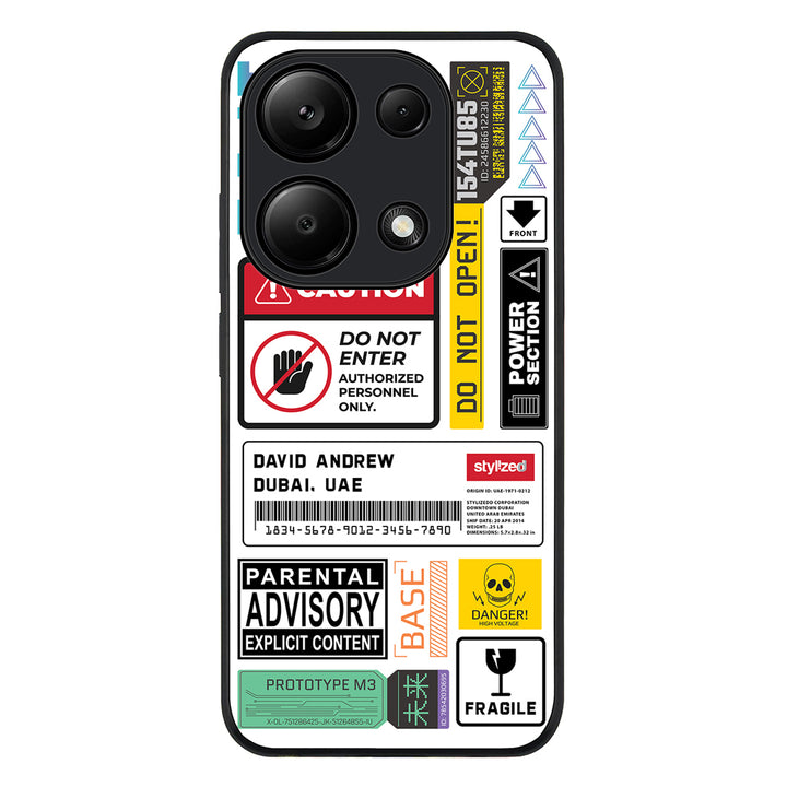 Redmi Note 13 Pro 4G / Rugged Black Personalized Name Shipping Label Sticker, Phone Case - Redmi - Stylizedd.com