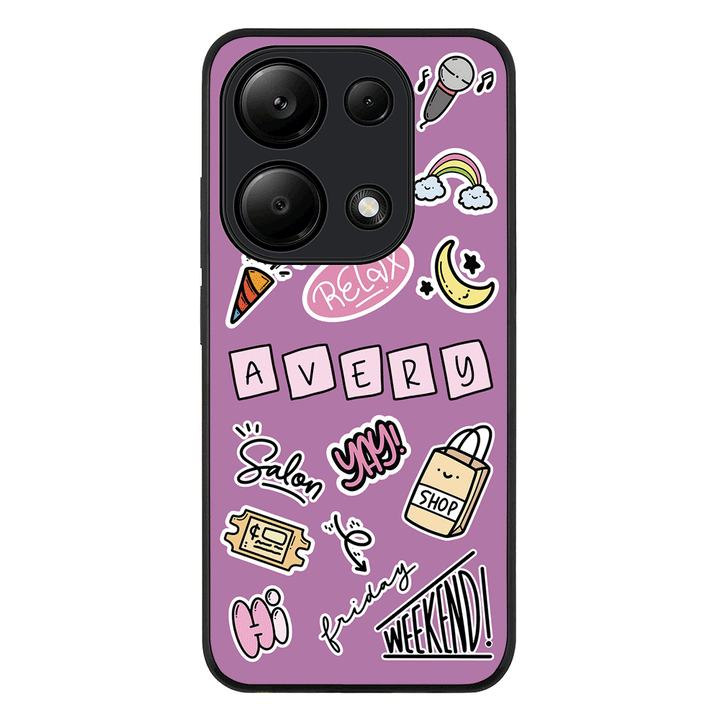 Redmi Note 13 Pro 4G / Rugged Black Personalized Name Cute Weekend Girl Sticker, Phone Case - Redmi - Stylizedd.com