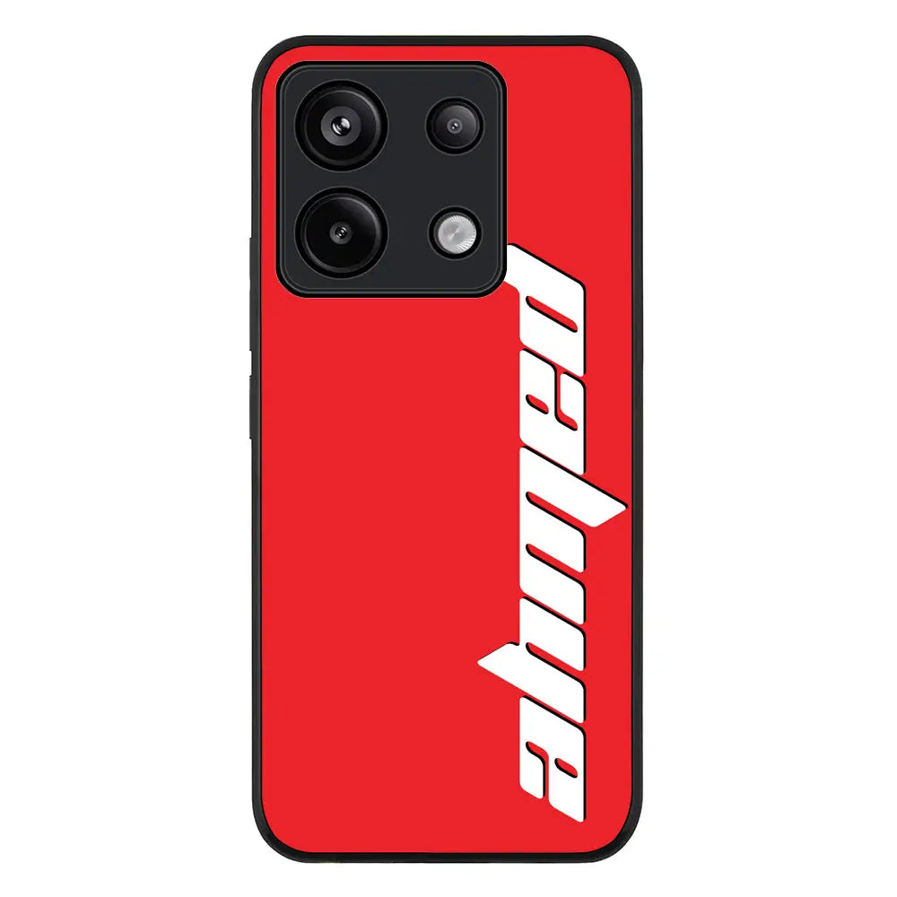 Redmi Note 13 Pro 5G / Rugged Black Custom Text, Vertical Name Phone Case - Redmi - Stylizedd.com