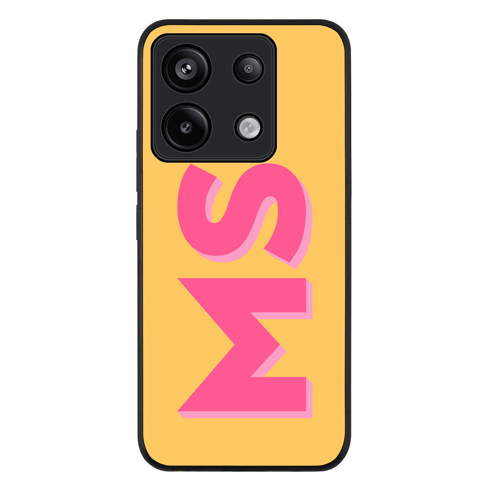 Redmi Note 13 Pro 5G / Rugged Black Personalized Monogram Initial 3D Shadow Text Phone Case - Redmi - Stylizedd.com
