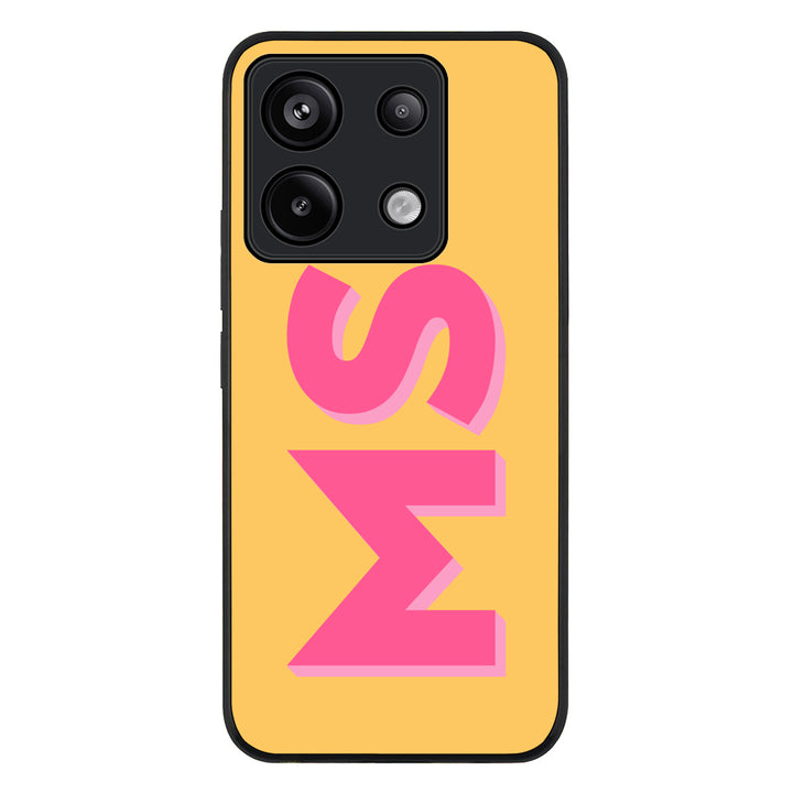 Redmi Note 13 Pro 5G / Rugged Black Personalized Monogram Initial 3D Shadow Text Phone Case - Redmi - Stylizedd.com