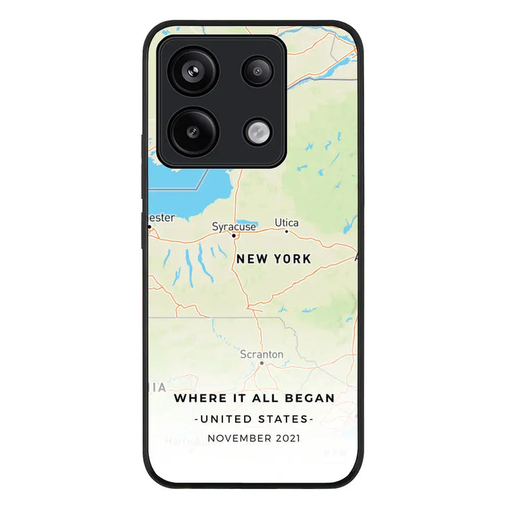 Redmi Note 13 Pro 5G / Rugged Black Personalized map, Phone Case - Redmi - Stylizedd.com