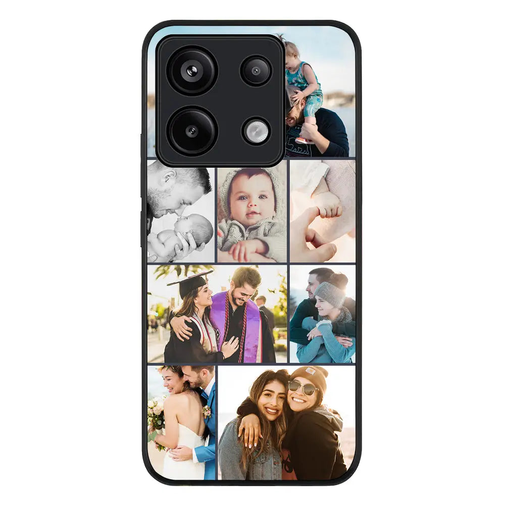 Redmi Note 13 Pro 5G / Rugged Black Personalised Photo Collage Grid Phone Case - Redmi - Stylizedd.com