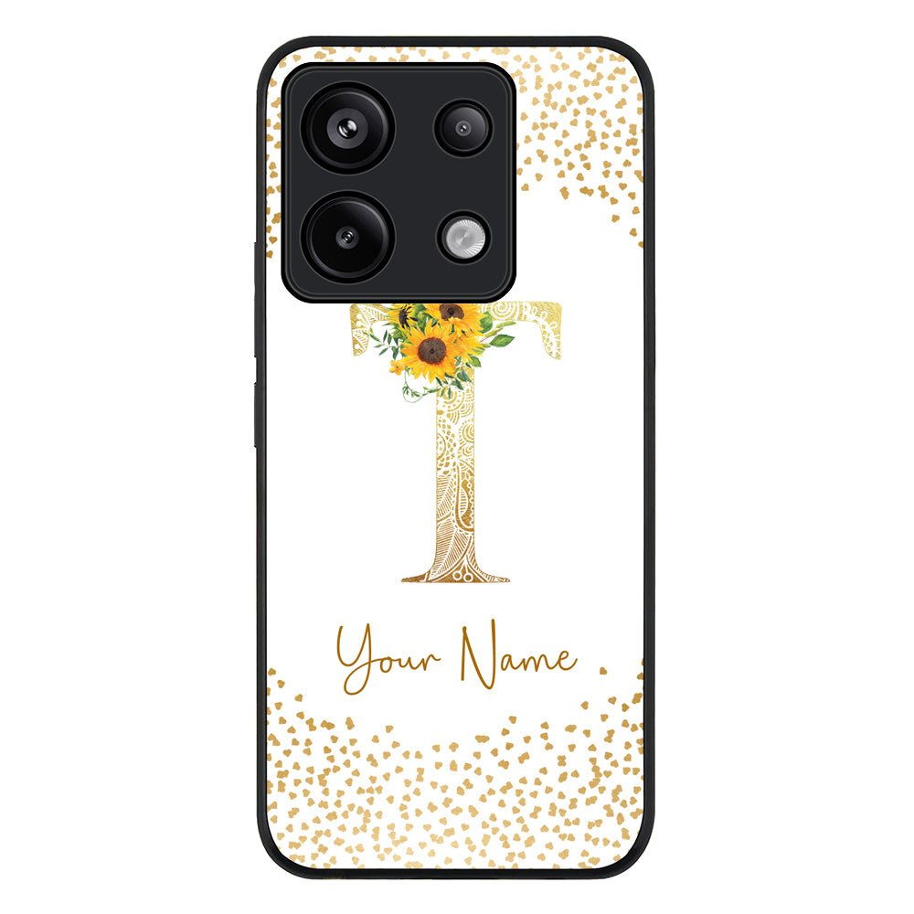 Redmi Note 13 Pro 5G / Rugged Black Floral Mandala Initial Phone Case - Redmi - Stylizedd.com