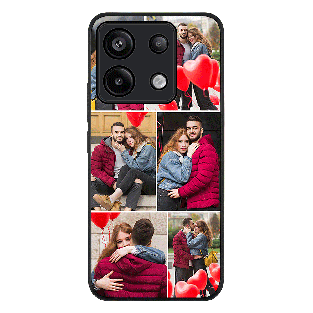Redmi Note 13 Pro 5G / Rugged Black Personalised Valentine Photo Collage Grid, Phone Case - Redmi - Stylizedd.com