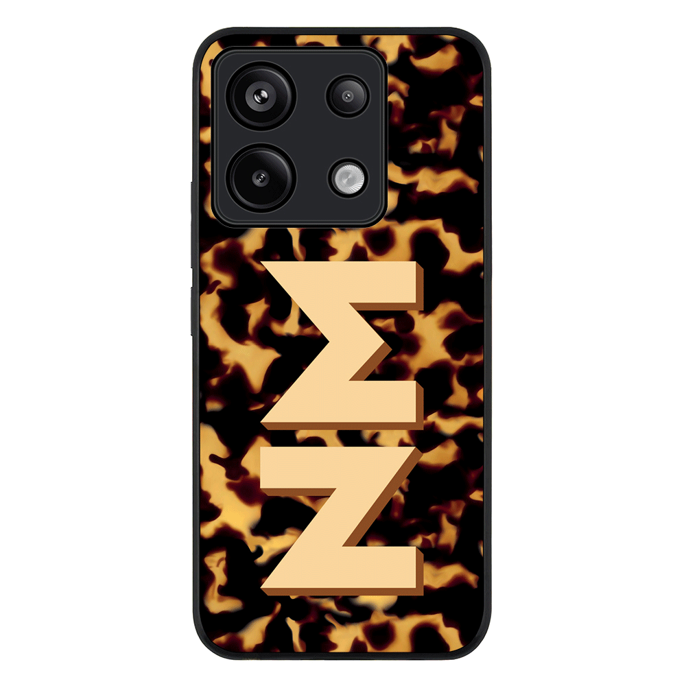 Redmi Note 13 Pro 5G / Rugged Black Custom Monogram 3D Text Luxury Tortoise Shell Pattern, Phone Case - Redmi - Stylizedd.com