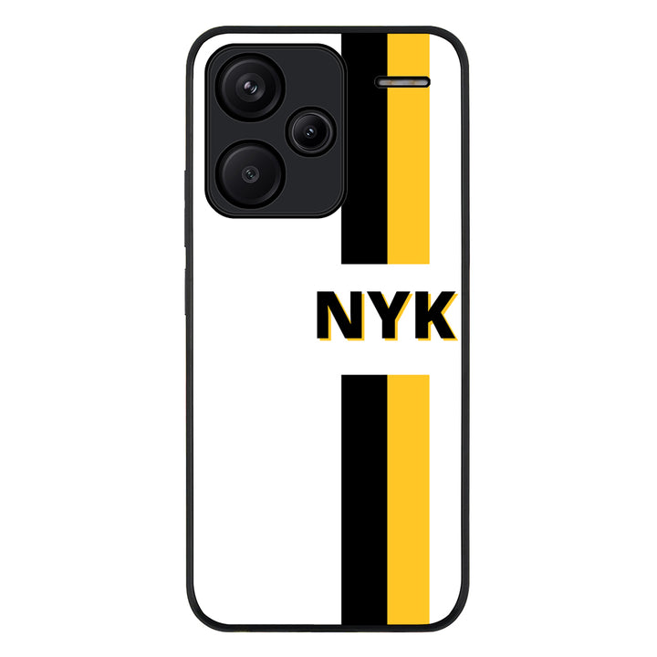Redmi Note 13 Pro Plus / Rugged Black Custom Striped Monogram Phone Case - Redmi - Stylizedd.com