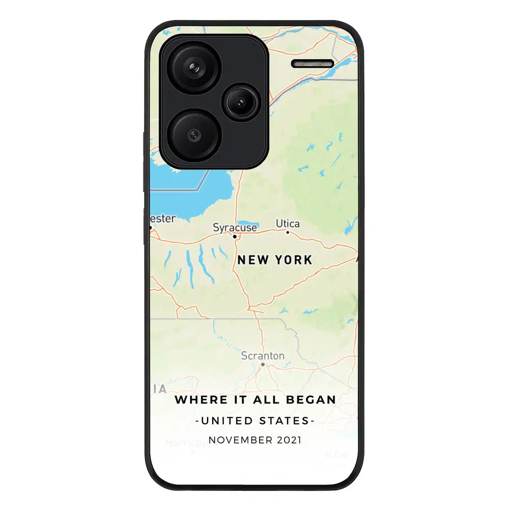 Redmi Note 13 Pro Plus / Rugged Black Personalized map, Phone Case - Redmi - Stylizedd.com