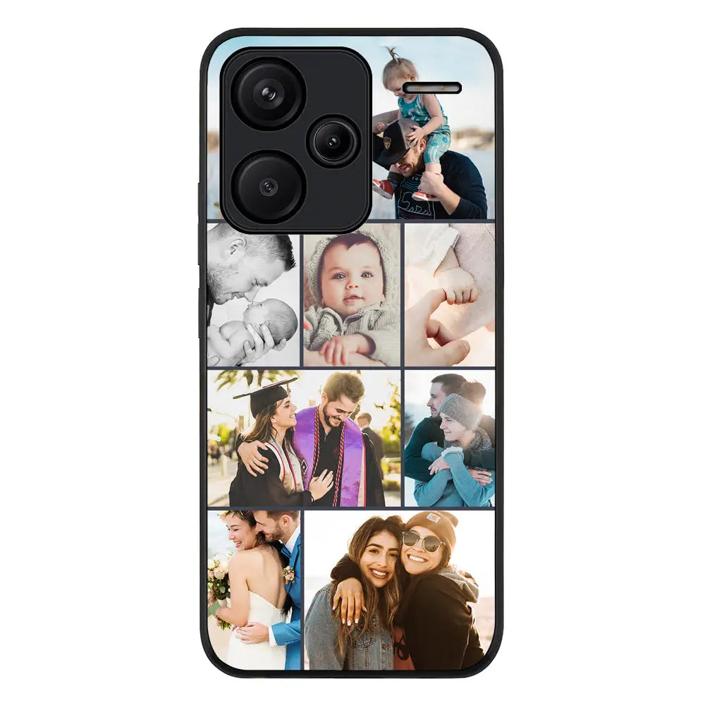 Redmi Note 13 Pro Plus / Rugged Black Personalised Photo Collage Grid Phone Case - Redmi - Stylizedd.com