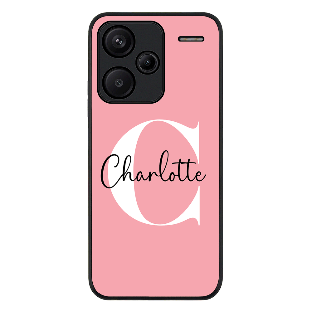 Redmi Note 13 Pro Plus / Rugged Black Custom Monogram Large Initial Name & Letter, Phone Case - Redmi - Stylizedd.com