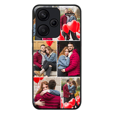 Redmi Note 13 Pro Plus / Rugged Black Personalised Valentine Photo Collage Grid, Phone Case - Redmi - Stylizedd.com
