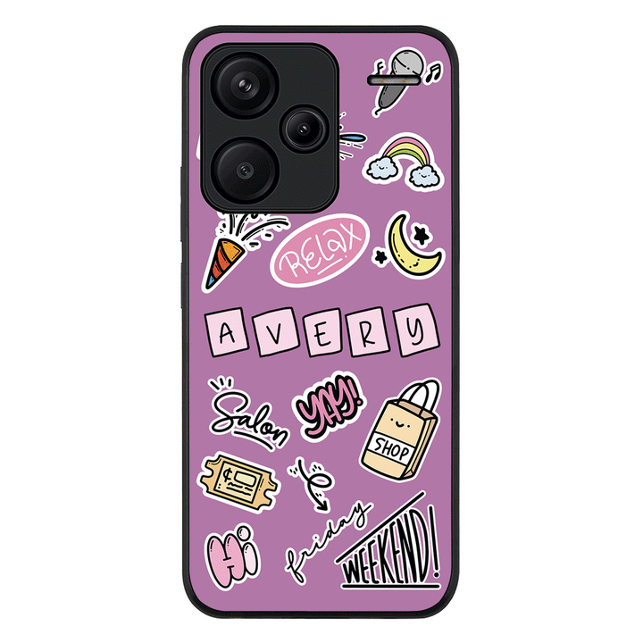 Redmi Note 13 Pro Plus / Rugged Black Personalized Name Cute Weekend Girl Sticker, Phone Case - Redmi - Stylizedd.com