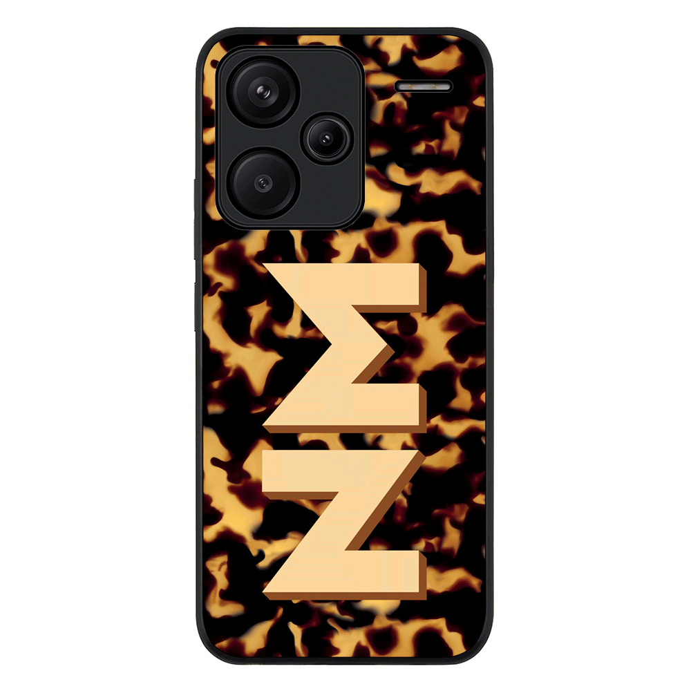 Redmi Note 13 Pro Plus / Rugged Black Custom Monogram 3D Text Luxury Tortoise Shell Pattern, Phone Case - Redmi - Stylizedd.com