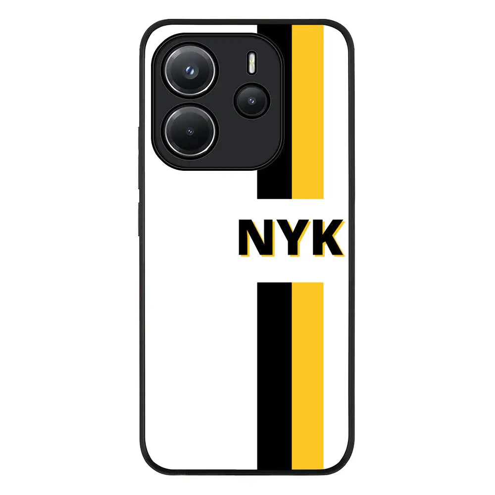 Redmi Note 14 4G / Rugged Black Custom Striped Monogram Phone Case - Redmi - Stylizedd.com