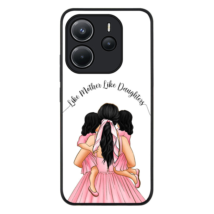 Redmi Note 14 4G / Rugged Black Mother 2 daughters Custom Clipart, Text Phone Case - Redmi - Stylizedd.com