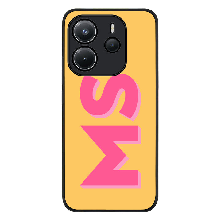 Redmi Note 14 4G / Rugged Black Personalized Monogram Initial 3D Shadow Text Phone Case - Redmi - Stylizedd.com