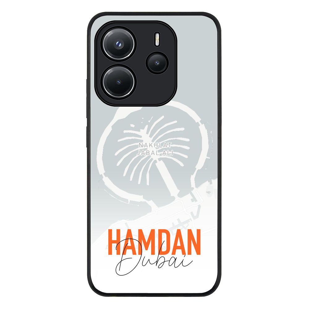 Redmi Note 14 4G / Rugged Black Personalized Location Map & Name, Phone Case - Redmi - Stylizedd.com
