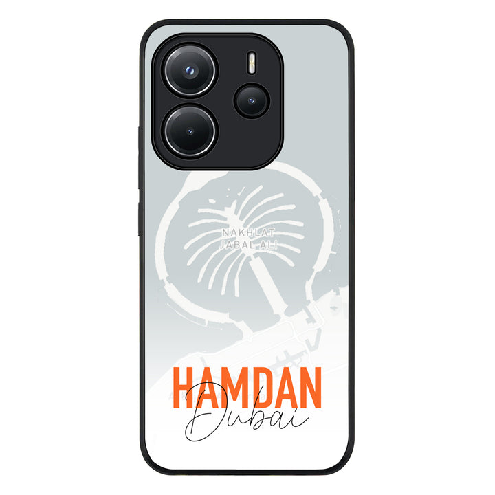 Redmi Note 14 4G / Rugged Black Personalized Location Map & Name, Phone Case - Redmi - Stylizedd.com