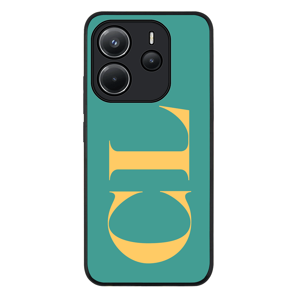 Redmi Note 14 4G / Rugged Black Personalized Monogram Large Initial 3D Shadow Text, Phone Case - Redmi - Stylizedd.com