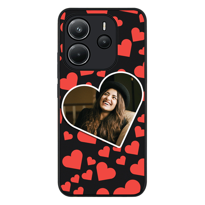 Redmi Note 14 4G / Rugged Black Custom Photo Heart shaped, Phone Case - Redmi - Stylizedd.com