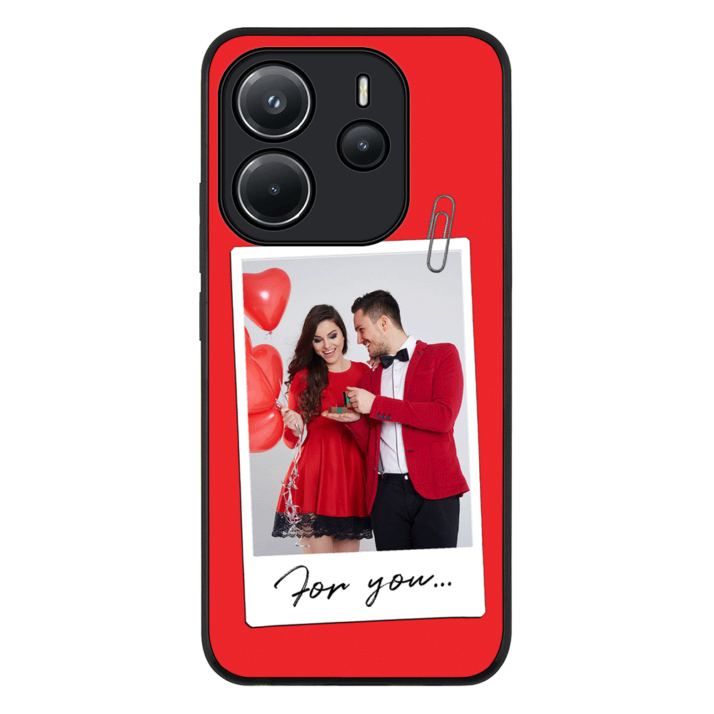 Redmi Note 14 4G / Rugged Black Personalized Polaroid Photo Valentine, Phone Case - Redmi - Stylizedd.com