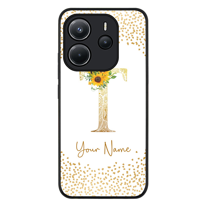 Redmi Note 14 4G / Rugged Black Floral Mandala Initial Phone Case - Redmi - Stylizedd.com