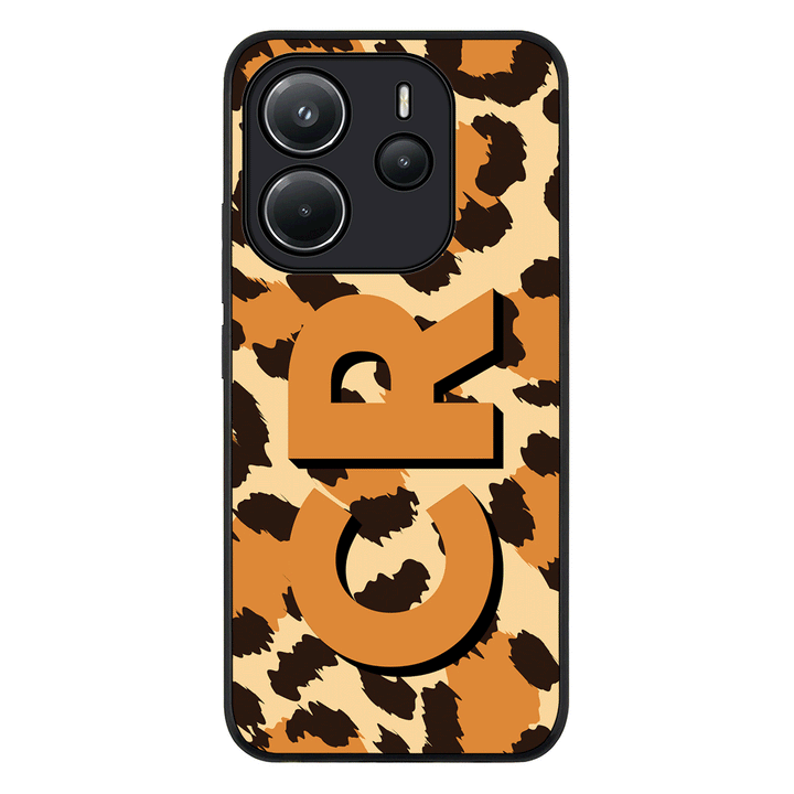 Redmi Note 14 4G / Rugged Black Custom Monogram 3D Shadow Text Animal Skin Pattern, Phone Case - Redmi - Stylizedd.com