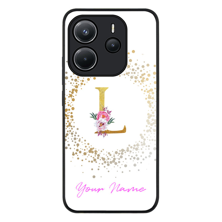 Redmi Note 14 4G / Rugged Black Floral Initial Phone Case - Redmi - Stylizedd.com