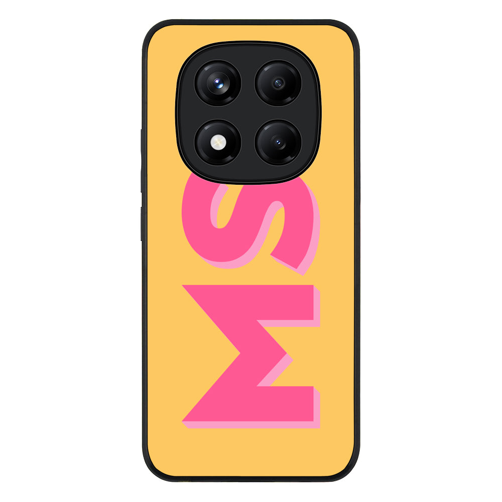 Redmi Note 14 Pro 4G / Rugged Black Personalized Monogram Initial 3D Shadow Text Phone Case - Redmi - Stylizedd.com