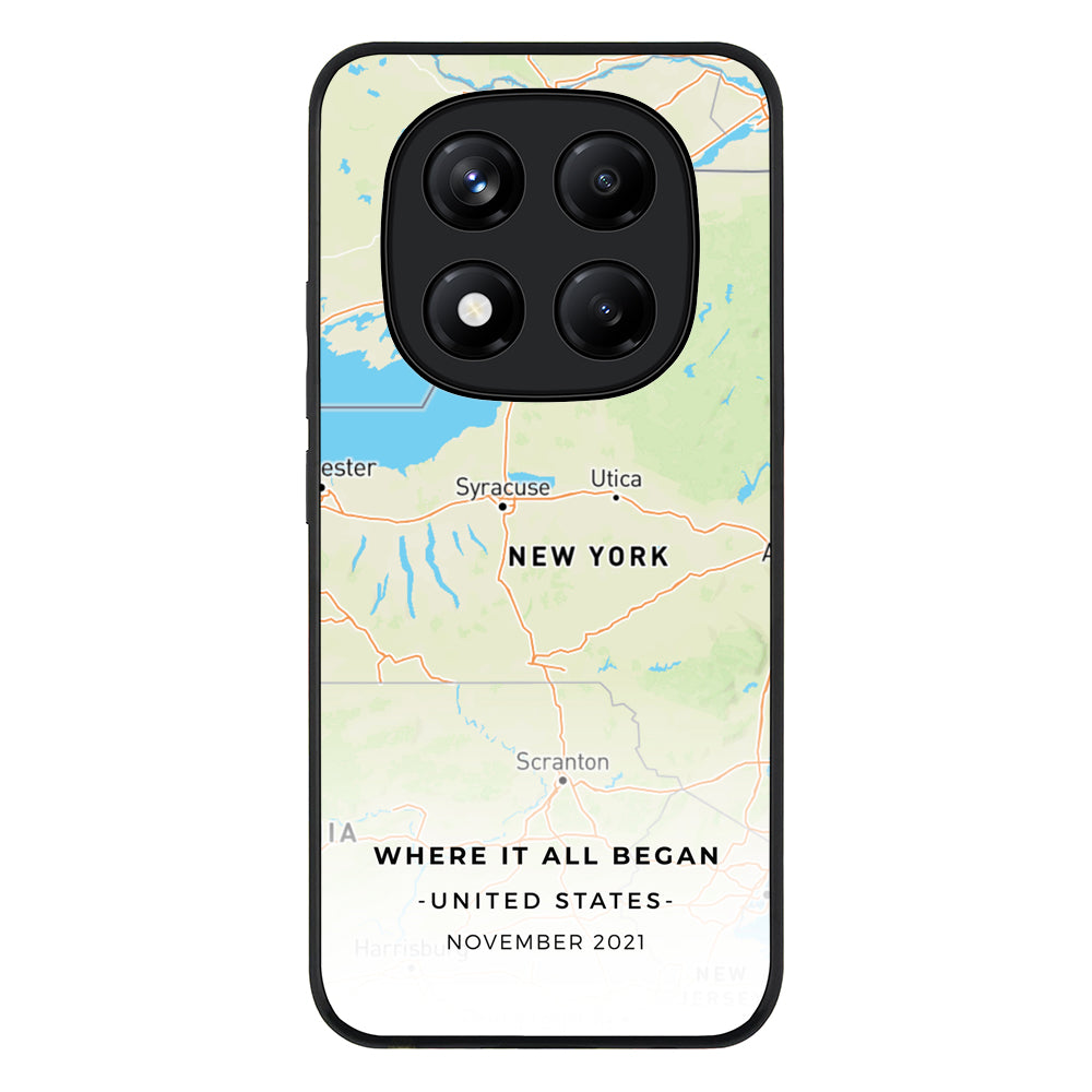 Redmi Note 14 Pro 4G / Rugged Black Personalized map, Phone Case - Redmi - Stylizedd.com