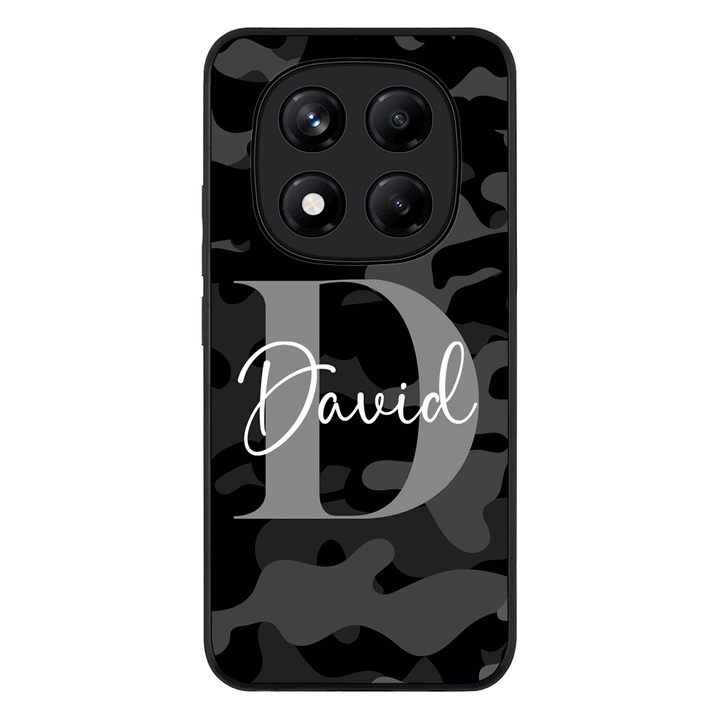 Redmi Note 14 Pro 4G / Rugged Black Personalized Name Camouflage Military Camo Phone Case - Redmi - Stylizedd.com