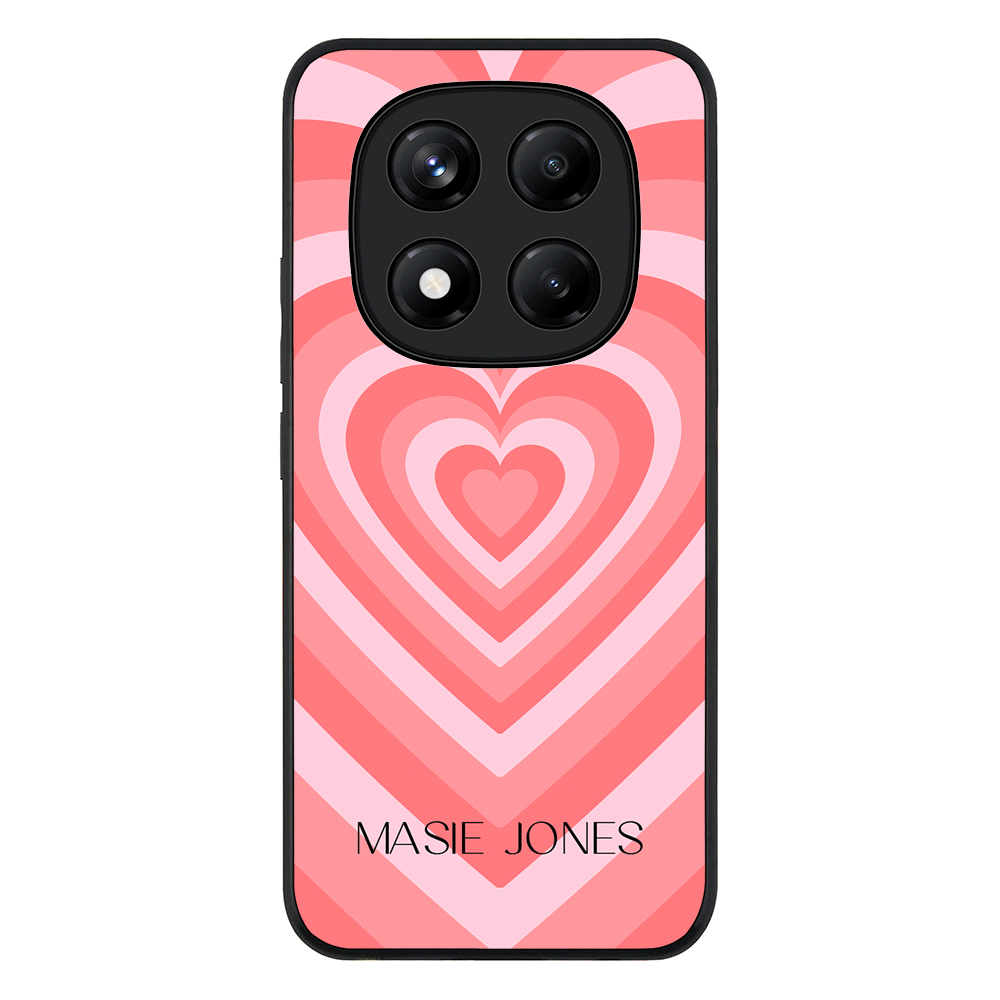 Redmi Note 14 Pro 4G / Rugged Black Personalized Name Retro Hearts, Phone Case - Redmi - Stylizedd.com