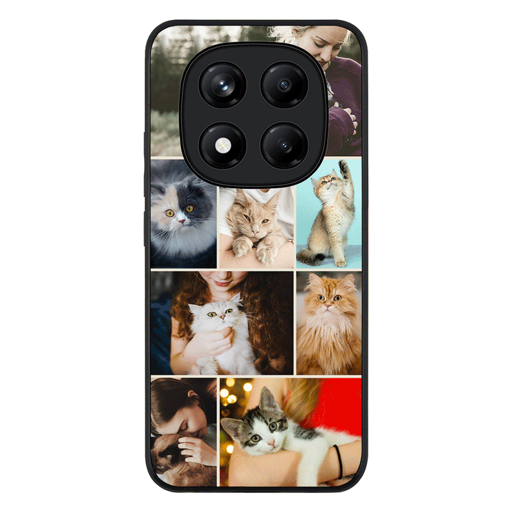 Redmi Note 14 Pro 4G / Rugged Black Personalised Photo Collage Grid Pet Cat, Phone Case - Redmi - Stylizedd.com