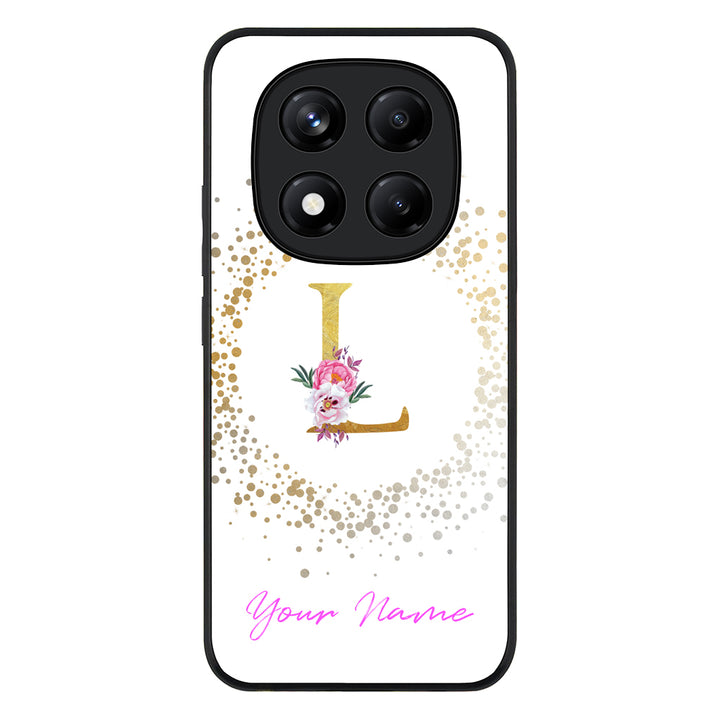 Redmi Note 14 Pro 4G / Rugged Black Floral Initial Phone Case - Redmi - Stylizedd.com