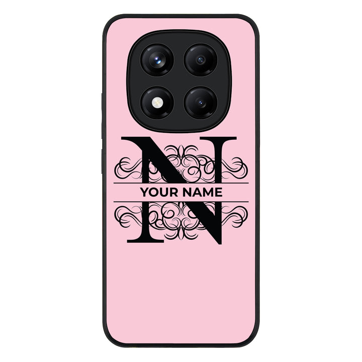 Redmi Note 14 Pro 4G / Rugged Black Split Floral Initial Phone Case - Redmi - Stylizedd.com