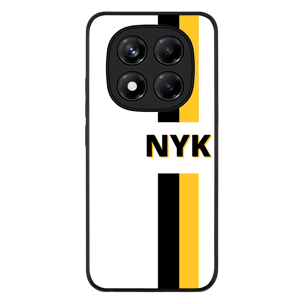 Redmi Note 14 Pro 5G / Rugged Black Custom Striped Monogram Phone Case - Redmi - Stylizedd.com