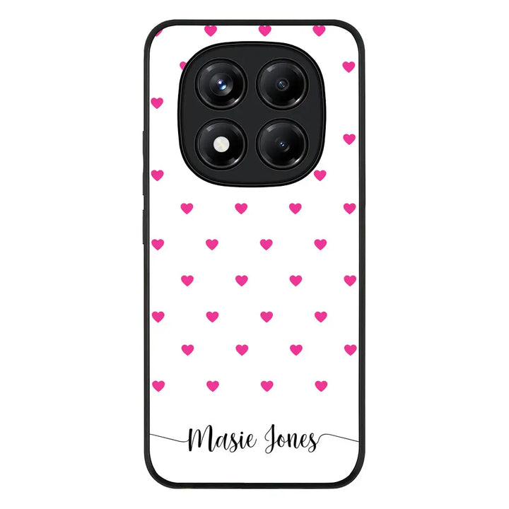 Heart Pattern Custom Text My Name Phone Case - Poco - X7 / Rugged Black - Stylizedd