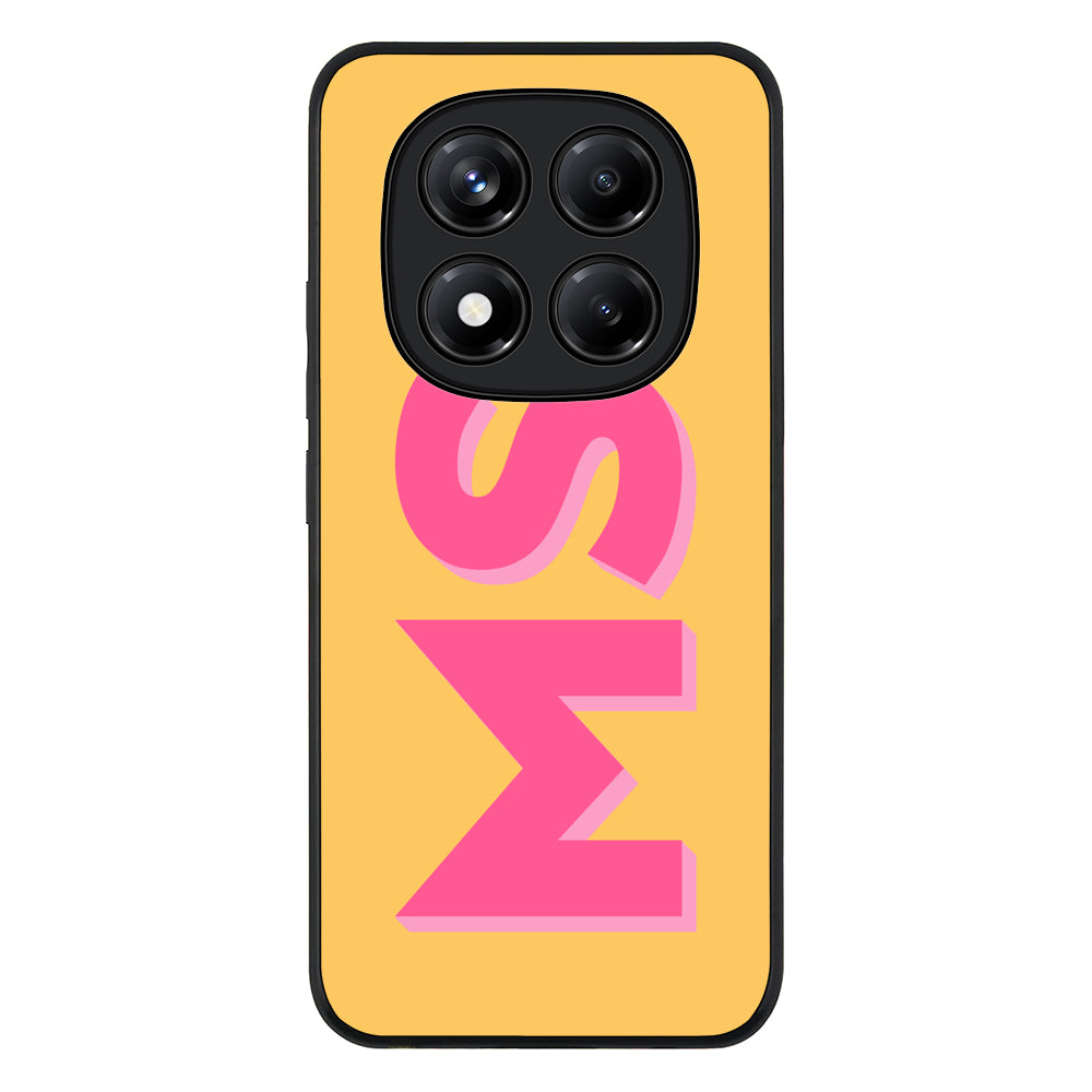 Redmi Note 14 Pro 5G / Rugged Black Personalized Monogram Initial 3D Shadow Text Phone Case - Redmi - Stylizedd.com