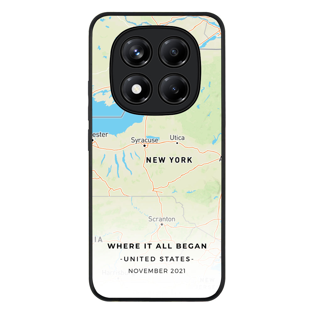 Redmi Note 14 Pro 5G / Rugged Black Personalized map, Phone Case - Redmi - Stylizedd.com