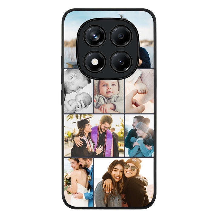 Redmi Note 14 Pro 5G / Rugged Black Personalised Photo Collage Grid Phone Case - Redmi - Stylizedd.com