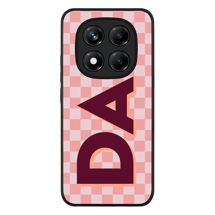 Custom Monogram Initial Small Checkerboard Phone Case - Poco - X7 / Rugged Black - Stylizedd