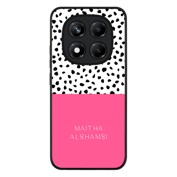 Redmi Note 14 Pro 5G / Rugged Black Personalized Text Colorful Spotted Dotted, Phone Case - Redmi - Stylizedd.com