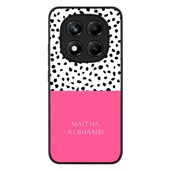 Redmi Note 14 Pro 5G / Rugged Black Personalized Text Colorful Spotted Dotted, Phone Case - Redmi - Stylizedd.com
