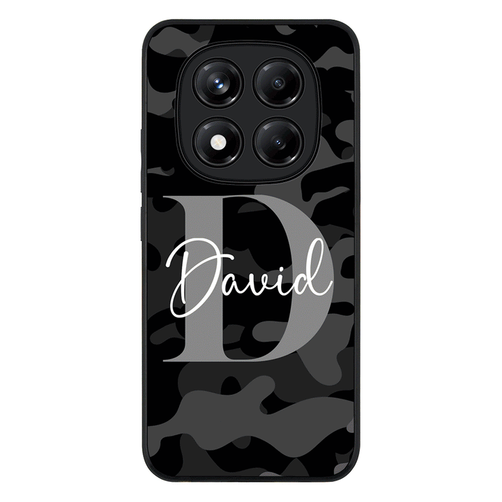 Redmi Note 14 Pro 5G / Rugged Black Personalized Name Camouflage Military Camo Phone Case - Redmi - Stylizedd.com