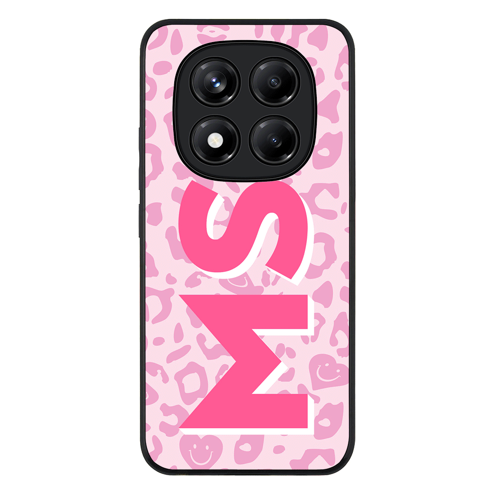 Redmi Note 14 Pro 5G / Rugged Black Custom Monogram Initial 3D Shadow Text Seamless Pattern, Phone Case - Redmi - Stylizedd.com